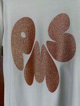 BEIGE GLITTER LOGO ON OFF-WHITE T-SHIRT (SIZE XS REGULAR FIT)