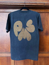 BRONZE FRONT & BLACK GLITTER ON WASHED BLACK T-SHIRT (SIZE XS REGULAR FIT)