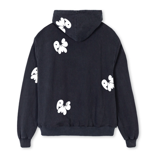 MADE TO ORDER: WASHED BLACK OVERSIZED PMS HOODIE WITH SOFT VELVETY LOGOS IN VARIOUS COLOUR COMBINATIONS