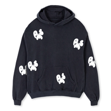 WASHED BLACK OVERSIZED PMS HOODIE WITH WHITE CRINKLY PUFF LOGOS