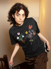 Two Sparkly Bouquets — Washed Black Short Sleeve