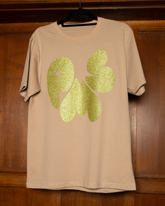 HOLOGRAM POISON GREEN GLITTER LOGO ON CROISSANT COLOUR T-SHIRT (SIZE S REGULAR FIT)