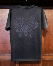BLACK GLITTER ON WASHED BLACK T-SHIRT (FRONT AND BACK PRINT - REGULAR FIT)