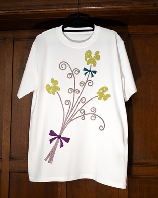 BIG BOUQUET SPARKLES ON CRISPY WHITE SHORT SLEEVE T-SHIRT (REGULAR FIT)