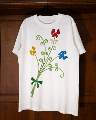 BIG BOUQUET SPARKLES ON CRISPY WHITE SHORT SLEEVE T-SHIRT (REGULAR FIT)